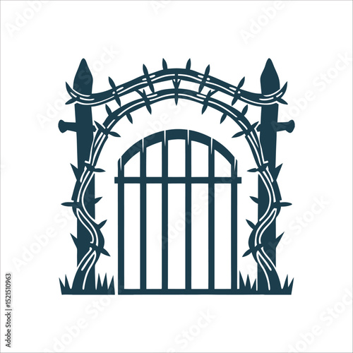 Thorny Hedge Gate: Boundary Between Worlds Vector