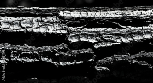 Abstract Monochrome Wood Texture Showing Cracked Tree Bark Surface Detail