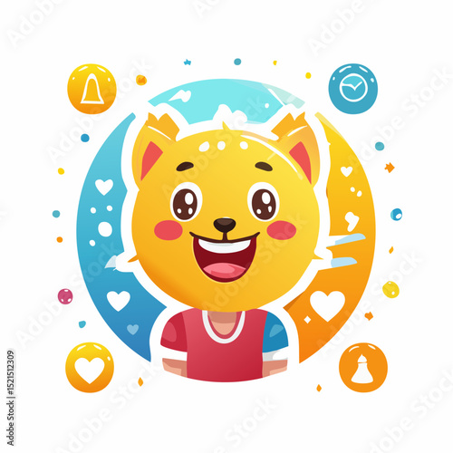 Vector logo design templates, graphic elements, different emotions stickers for advertising, branding, posters and banners, funny cartoon illustrations with smiling