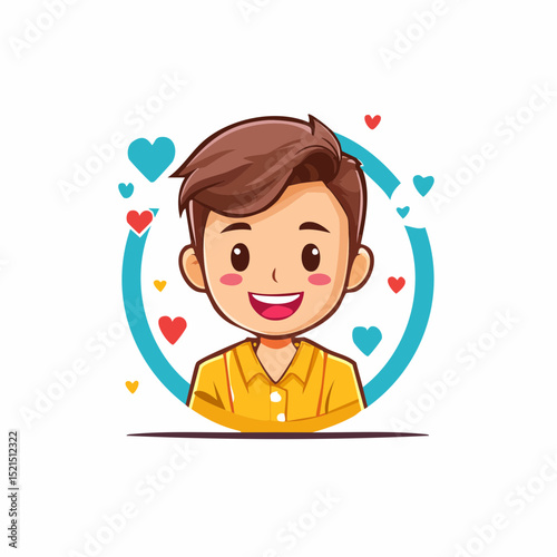 Vector logo design templates, graphic elements, different emotions stickers for advertising, branding, posters and banners, funny cartoon illustrations with smiling