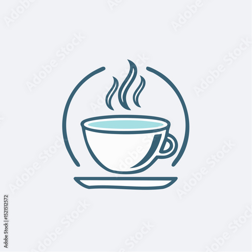 Vector logo and branding design elements, coffee cups, concept simple linear illustration for cafe, menu, banner, print, minimalistic outline icon