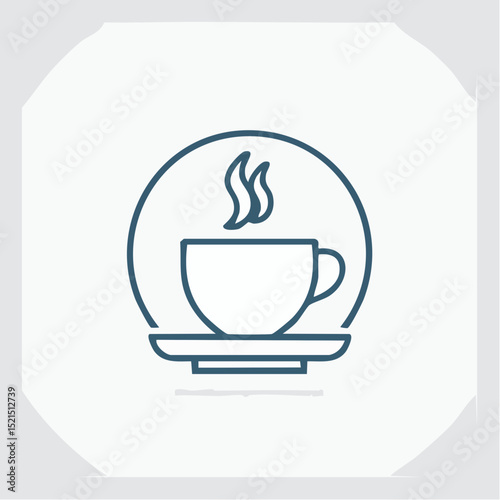 Vector logo and branding design elements, coffee cups, concept simple linear illustration for cafe, menu, banner, print, minimalistic outline icon