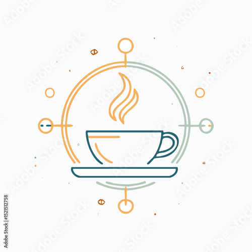 Vector logo and branding design elements, coffee cups, concept simple linear illustration for cafe, menu, banner, print, minimalistic outline icon