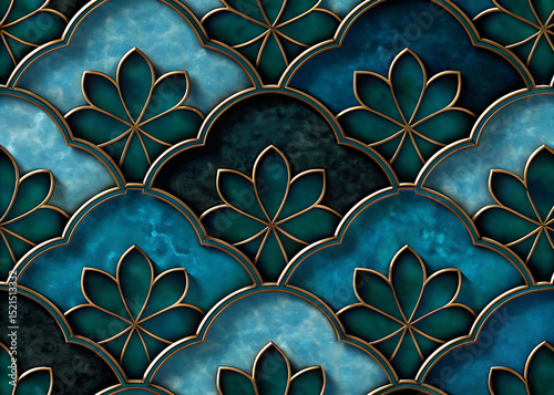 Golden Lotus Bloom | Luxury Abstract Floral Art with Turquoise & Gold Accents.Elegant Teal & Gold Lotus Flower Wall Art