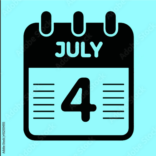 July 4 calendar icon. Independence Day concept.