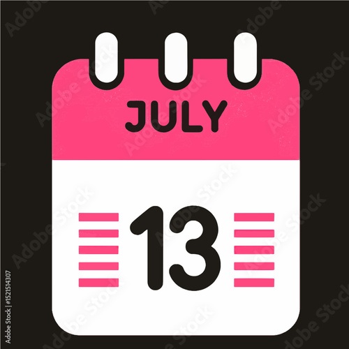 July 13 calendar icon. Perfect for events & reminders.