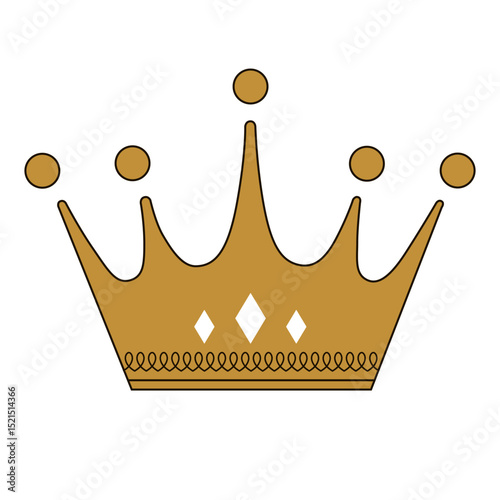 Gold crown Vector illustration. Gold crown sign on a white background. Simple drawing for princesses and princes, for boys and girls. Imperial icon.