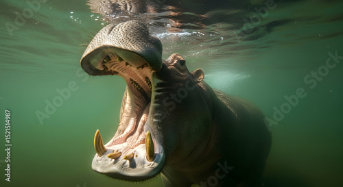 Underwater Encounter With A Hippopotamus Showing Off Impressive Teeth