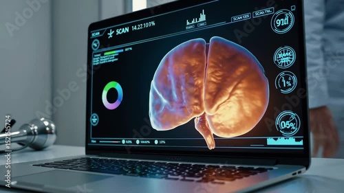 3D liver model analysis in high-tech medical laboratory