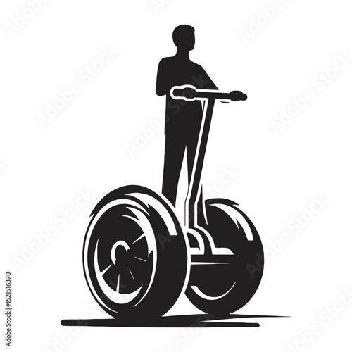 Two-Wheeled Segway silhouette with bold shape – Segway illustration – Minimalist Segway vector – Vehicle silhouette

