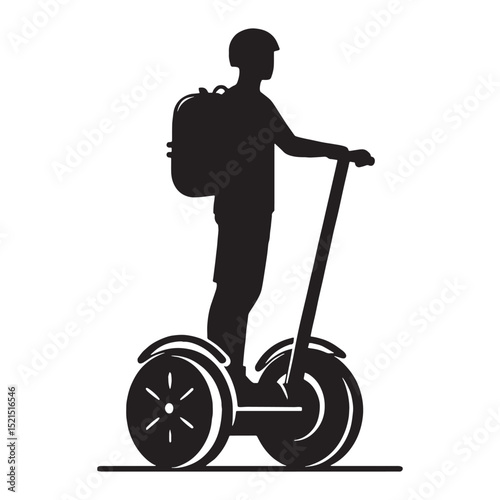 Smooth Ride Segway silhouette in motion – Segway illustration – Minimalist Segway vector – Vehicle silhouette


