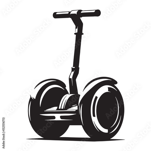 Upright Segway silhouette in perfect balance – Segway illustration – Minimalist Segway vector – Vehicle silhouette

