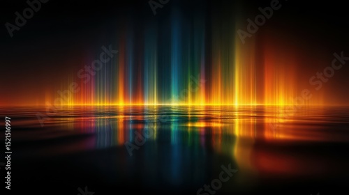 Light rays reflect on calm water surface creating a vibrant spectacle in dusk glow