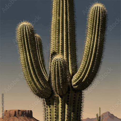 Majestic Saguaro Cactus Against a Desert Sky