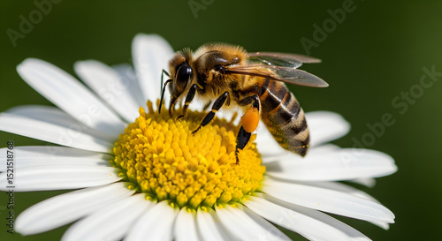 Wallpaper Mural Honeybee Gathering Nectar From a Bright White Daisy in Sunlight Torontodigital.ca