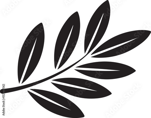 A minimalist logo design of a green leaf