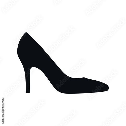 Elegant High Heel Shoe Silhouette for Fashion Style and Design Projects on a Clean White Background