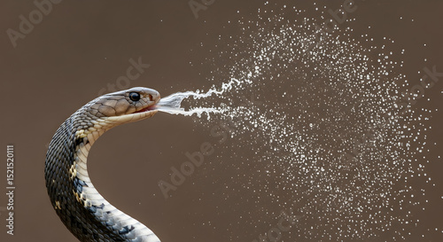 Captivating Image Of Spitting Cobra Releasing Venomous Spray In Defense