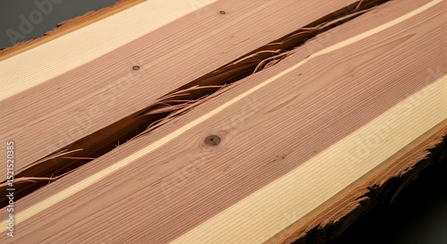 Artisan Wooden Plank Showing Split And Wood Grain In Close Up View