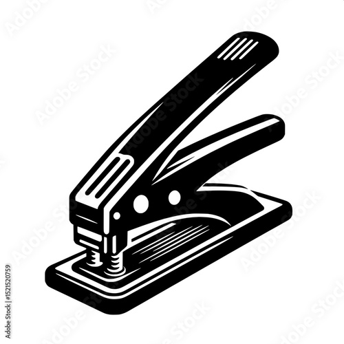 Black and White SVG of a Hole Punch Machine