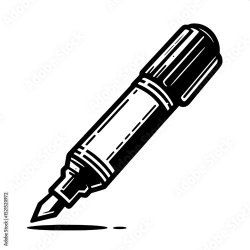 Black and White SVG of a Highlighter Pen