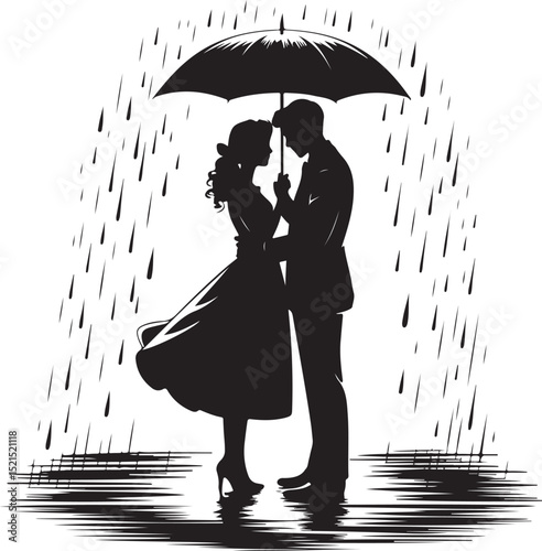Romantic Couple Under Umbrella

Love in the Rain Silhouette

Couple Sharing Umbrella

Rainy Day Lovers Silhouette
