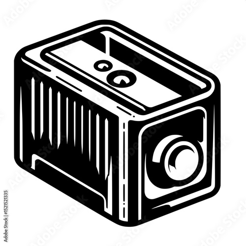 Black and White SVG of a Pencil Sharpener