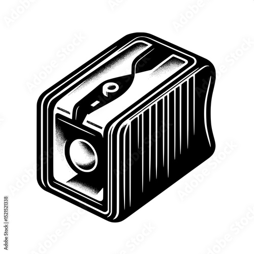 Black and White SVG of a Pencil Sharpener