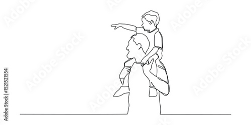 Continuous one line drawing of Father and Son, vector illustration.