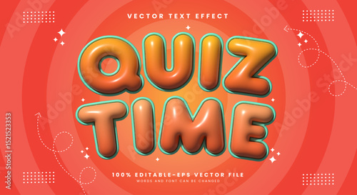 Quiz Time inflated Style 3d Editable Text Effect Template suitable for Comic theme