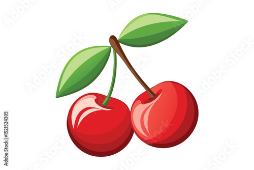 Sweet Cherries A Delightful Duo of Summer Fruit Illustration