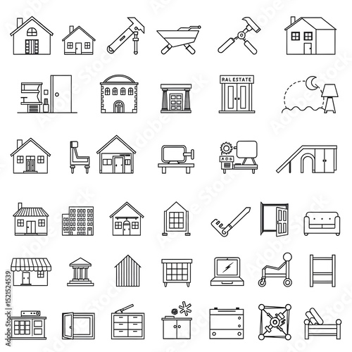 Wallpaper Mural real estate icons, construction Torontodigital.ca