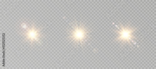 Warm shimmer blends gently across light source. Vector light leak creates dreamy summer ambiance. Golden flare effect suits headers and web banners.