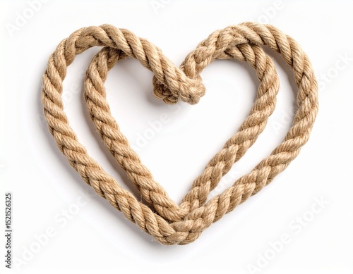 Rope Forming a Heart Knot on White Background

