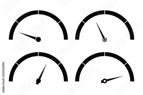 Speedometer speed vector icon set, Vector set for car speed, fuel, RPM, tachometer. gauge meter, dashboard elements for automotive, speed measurement. Car speedometer icon outline collection. EPS 10. 