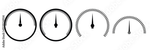 Speedometer speed vector icon set, Vector set for car speed, fuel, RPM, tachometer. gauge meter, dashboard elements for automotive, speed measurement. Car speedometer icon outline collection. EPS 10. 