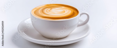 The inviting cup of cappuccino with beautiful swirling foam.
