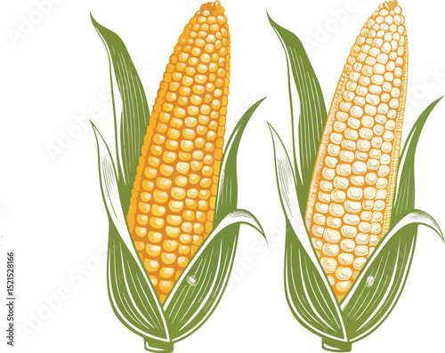 Corn Kernels on White Background Detailed Vector Illustration Design