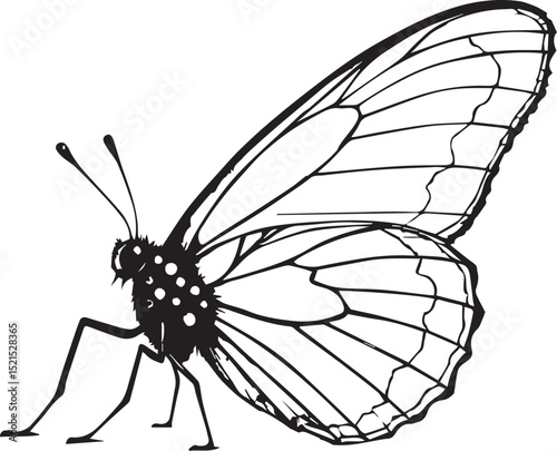 Elegant black butterfly silhouette wing design