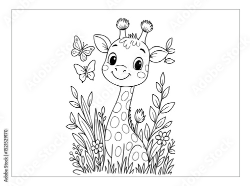 Hand Draw Cute Animal, Student, Kids, School Coloring Book Illustrations