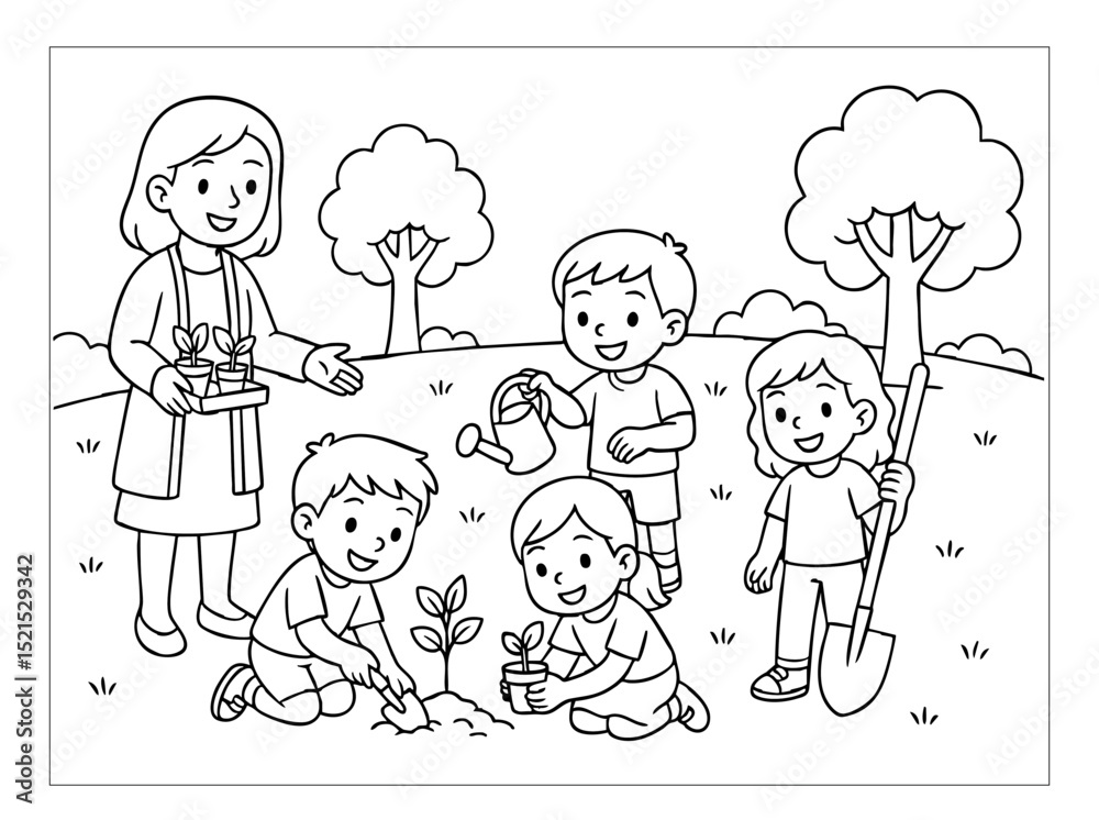 Fototapeta premium Hand Draw Cute Animal, Student, Kids, School Coloring Book Illustrations