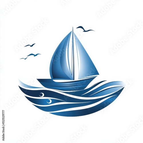 Sailboat gliding through calm waters with seagulls soaring under a clear blue sky during a serene afternoon