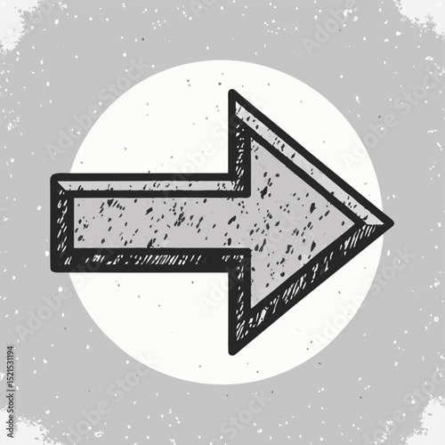 Vintage old grunge arrow right side vector black and white