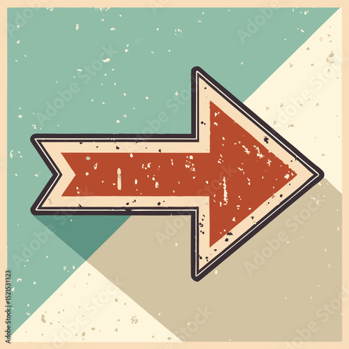 Vintage grunge arrow right side vector, illustration of a arrow