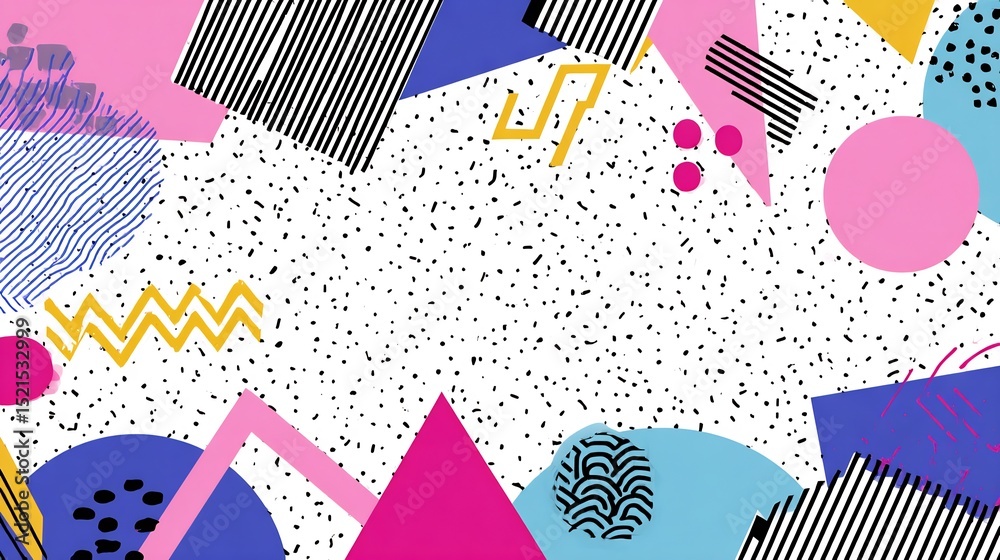 Obraz premium Vibrant abstract background with geometric shapes and playful 80s retro aesthetics