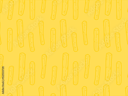 French fries simple minimalist and cute seamless pattern. Pommes frites doodle pattern. For packaging and banner design. Fry potato. Fast food design