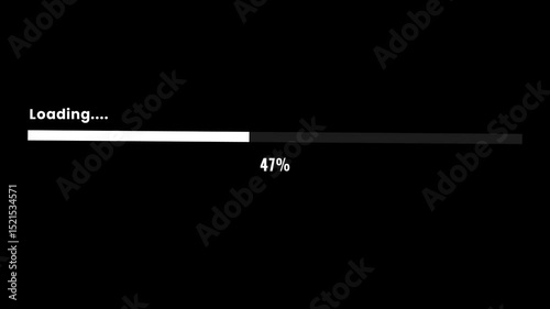 Smooth  0-100% white Loading Bar - Clean simple Progress Animation 4k 
