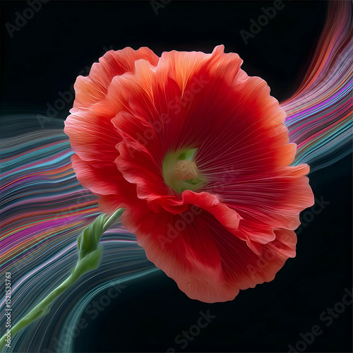 A vibrant red flower against a dark background, showcasing delicate petals and intricate details, perfect for any design.
