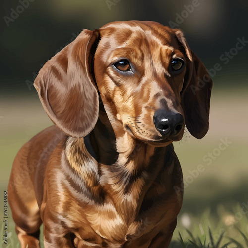 Majestic Red Dachshund Portrait: Sunlit Fur and Expressive Gaze