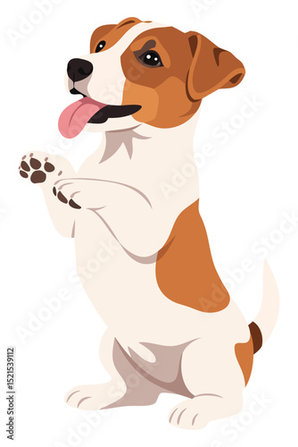 Playful Jack Russell Terrier Smiling and Waiting with Happy Expression and Obedient Posture